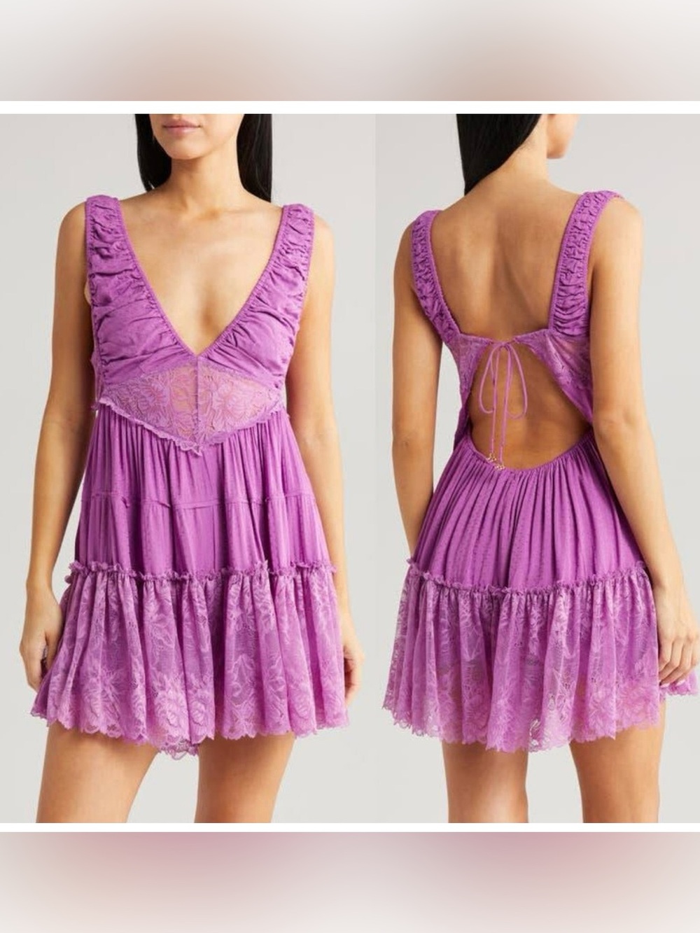 Free People Intimately Women’s XS Purple Spring Fling Lace Romper Dress